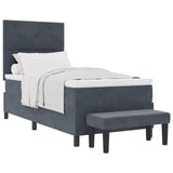 Letto a molle con testiera Grigio scuro 200 x 90 cm Velluto
