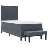 Letto a molle con testiera Grigio scuro 200 x 90 cm Velluto