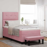 Letto a molle con materasso Rosa 100 x 200 cm Velluto