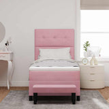 Letto a molle con materasso Rosa 100 x 200 cm Velluto
