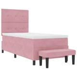 Letto a molle con materasso Rosa 100 x 200 cm Velluto