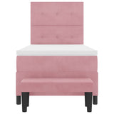 Letto a molle con materasso Rosa 100 x 200 cm Velluto
