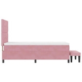 Letto a molle con materasso Rosa 100 x 200 cm Velluto