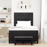 Letto a molle con testiera Nero 190 x 120 cm Velluto