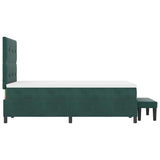 Letto a molle con materasso Verde scuro 120 x 190 cm Velluto