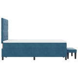 Letto a molle con materasso Blu scuro 120 x 190 cm Velluto