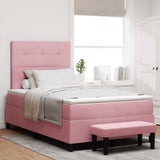 Letto a molle con materasso Rosa 120 x 190 cm Velluto