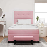 Letto a molle con materasso Rosa 120 x 190 cm Velluto