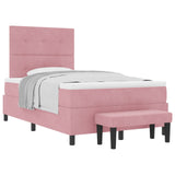 Letto a molle con materasso Rosa 120 x 190 cm Velluto