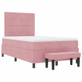 Letto a molle con materasso Rosa 120 x 190 cm Velluto