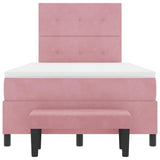 Letto a molle con materasso Rosa 120 x 190 cm Velluto