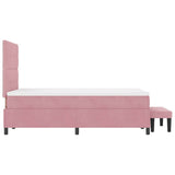 Letto a molle con materasso Rosa 120 x 190 cm Velluto