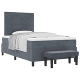 Letto a molle con testiera Grigio scuro 200 x 120 cm Velluto