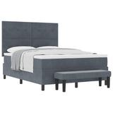 Letto a molle con testiera Grigio scuro 200 x 140 cm Velluto
