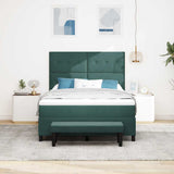 Letto a molle con materasso Verde scuro 140 x 200 cm Velluto