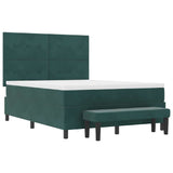 Letto a molle con materasso Verde scuro 140 x 200 cm Velluto