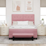 Letto a molle con testiera Rosa 200 x 160 cm Velluto