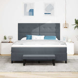 Letto a molle con materasso Grigio scuro 180 x 200 cm Velluto