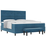 Letto a molle con materasso Blu scuro 180 x 200 cm Velluto