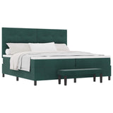 Letto a molle con testiera Verde scuro 200 x 200 cm Velluto