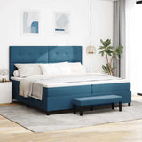 Letto a molle con testiera Blu scuro 200 x 200 cm Velluto
