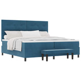 Letto a molle con testiera Blu scuro 200 x 200 cm Velluto