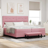 Letto a molle con testiera Rosa 200 x 200 cm Velluto