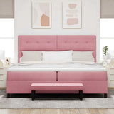 Letto a molle con testiera Rosa 200 x 200 cm Velluto
