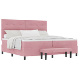 Letto a molle con testiera Rosa 200 x 200 cm Velluto