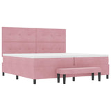 Letto a molle con testiera Rosa 200 x 200 cm Velluto