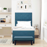 Letto a molle con materasso Blu scuro 90 x 190 cm Velluto
