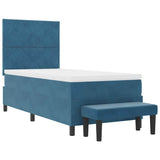 Letto a molle con materasso Blu scuro 90 x 190 cm Velluto