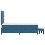 Letto a molle con materasso Blu scuro 90 x 190 cm Velluto