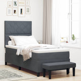 Letto a molle con materasso Grigio scuro 90 x 200 cm Velluto