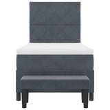 Letto a molle con materasso Grigio scuro 90 x 200 cm Velluto