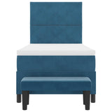 Letto a molle con materasso Blu scuro 90 x 200 cm Velluto