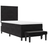 Letto a molle con materasso Nero 100 x 200 cm Velluto