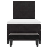 Letto a molle con materasso Nero 100 x 200 cm Velluto