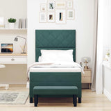Letto a molle con materasso Verde Scuro 100 x 200 cm Velluto