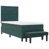 Letto a molle con materasso Verde Scuro 100 x 200 cm Velluto