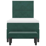 Letto a molle con materasso Verde Scuro 100 x 200 cm Velluto