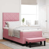 Letto a molle con materasso Rosa 100 x 200 cm Velluto