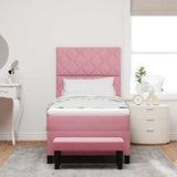 Letto a molle con materasso Rosa 100 x 200 cm Velluto