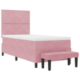 Letto a molle con materasso Rosa 100 x 200 cm Velluto