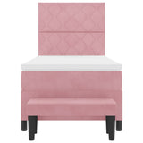 Letto a molle con materasso Rosa 100 x 200 cm Velluto