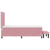 Letto a molle con materasso Rosa 100 x 200 cm Velluto
