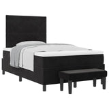Letto a molle con materasso Nero 120 x 190 cm Velluto