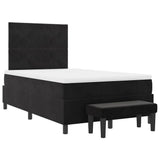 Letto a molle con materasso Nero 120 x 190 cm Velluto