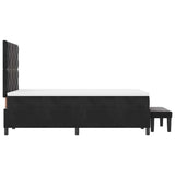 Letto a molle con materasso Nero 120 x 190 cm Velluto