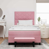 Letto a molle con materasso Rosa 120 x 190 cm Velluto